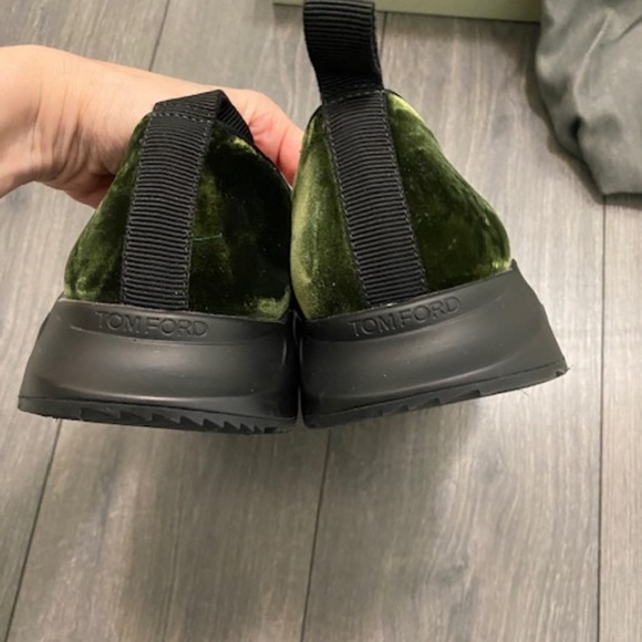 Tom Ford Turner Tasselled Velvet Green Sneakers Size 11 - Picture 10 of 16